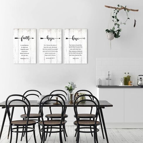Faith Hope Love Wall Decor: Bible Verse Poster, 3 Panel Christian Wall Art, Biblical Pictures for Wall, Scripture Quotes Prints, Framed Religious Artwork Decoration for Home Church in Saudi Arabia