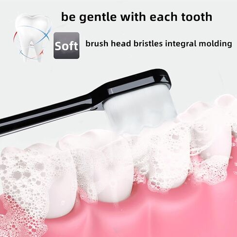 6 Pcs Extra Soft Toothbrush for Sensitive Teeth, Deep Clean Toothbrush, Manual Toothbrush, Good Cleaning Effect (Black) in Saudi Arabia