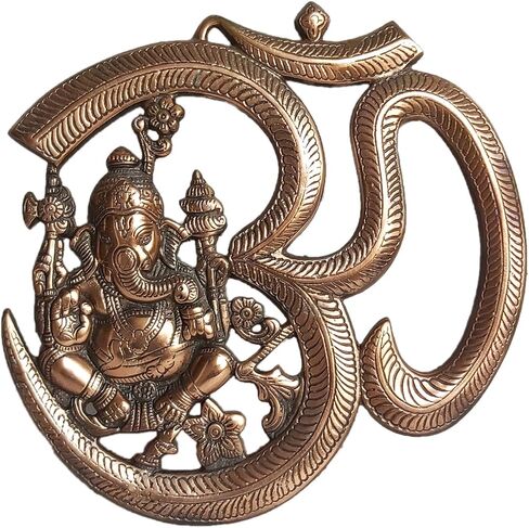 PARIJAT HANDICRAFT Metal om Ganesha Idol Metal Wall Hanging Statue for Wall Decor Door Decor or Gift for Someone. in Saudi Arabia