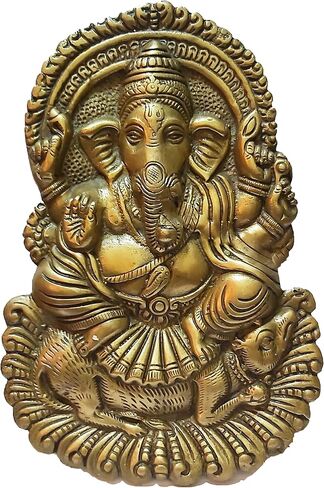 PARIJAT HANDICRAFT Metal om Ganesha Idol Metal Wall Hanging Statue for Wall Decor Door Decor or Gift for Someone. in Saudi Arabia