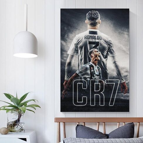 BREN Cristiano Ronaldo Canvas Poster Soccer Wall Art Unframed 12×18 Inch Decoration soccer posters for boys bedroom in Saudi Arabia