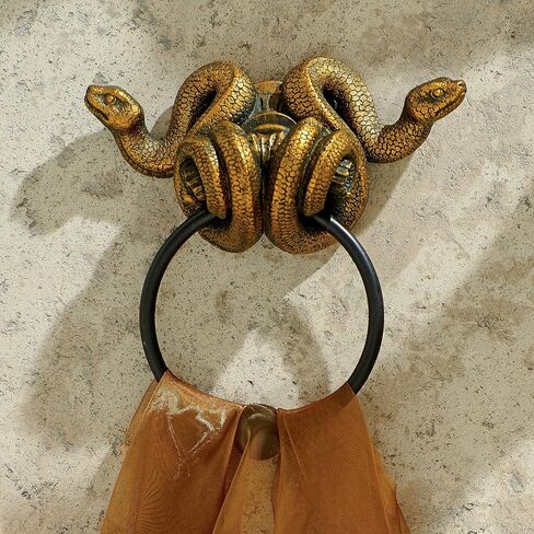 Design Toscano Egyptian Cobra Snake Diety Wall Sculpture, 6 inches Wide, 6 inches Tall, Handcast Polyresin, Black & Gold Finish in Saudi Arabia