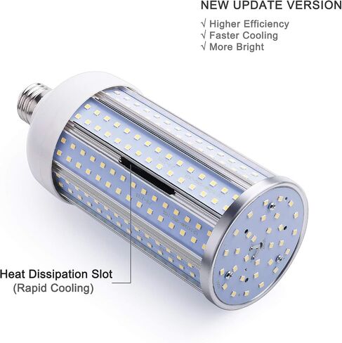 60W LED لمبة ضوء الذرة لمنطقة داخلية كبيرة، E26 6000Lm 6500K أبيض بارد، سوبر مشرق ضوء النهار LED لمبة الذرة لمرآب الحظيرة ورشة عمل مستودع مصنع الشرفة الفناء الخلفي خليج عالية، 85V-265V in Saudi Arabia