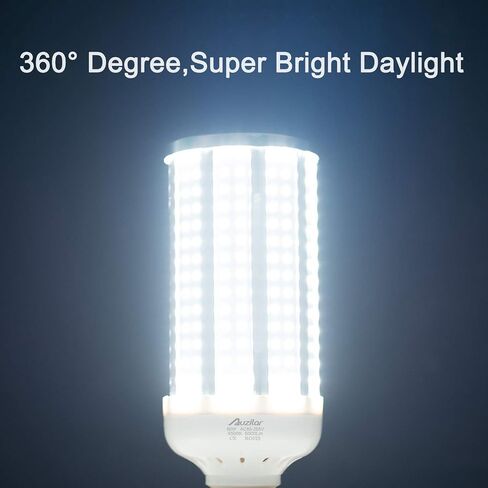 60W LED لمبة ضوء الذرة لمنطقة داخلية كبيرة، E26 6000Lm 6500K أبيض بارد، سوبر مشرق ضوء النهار LED لمبة الذرة لمرآب الحظيرة ورشة عمل مستودع مصنع الشرفة الفناء الخلفي خليج عالية، 85V-265V in Saudi Arabia