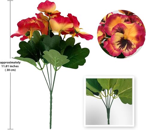 Artificial Flowers for Outdoors,10 Bundles UV Resistant Fake Silk Pansy Flowers,Summer Pansies Faux Plants Outdoor Decorations for Patio,Garden Porch Planters(Mix-Color) in Saudi Arabia