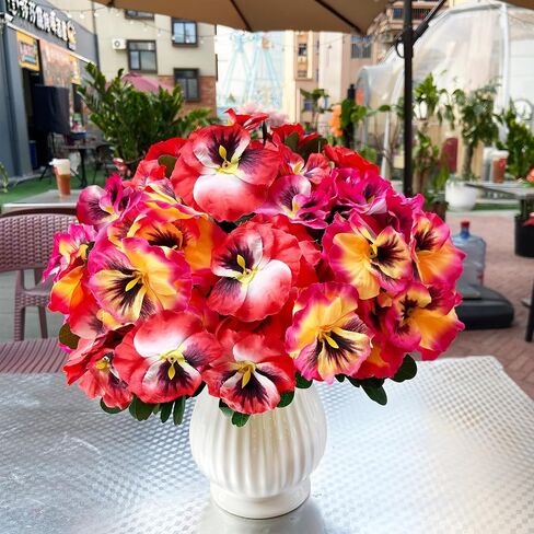Artificial Flowers for Outdoors,10 Bundles UV Resistant Fake Silk Pansy Flowers,Summer Pansies Faux Plants Outdoor Decorations for Patio,Garden Porch Planters(Mix-Color) in Saudi Arabia