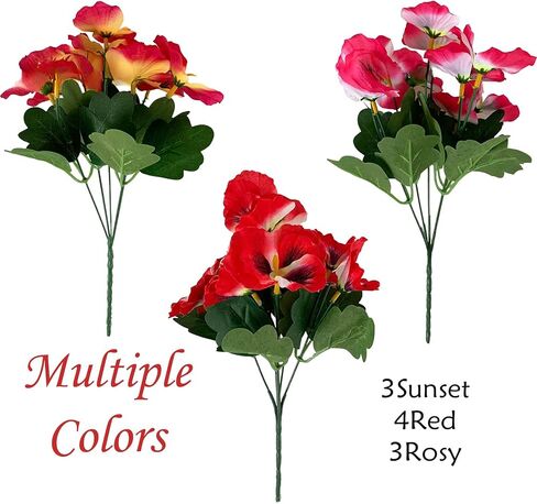 Artificial Flowers for Outdoors,10 Bundles UV Resistant Fake Silk Pansy Flowers,Summer Pansies Faux Plants Outdoor Decorations for Patio,Garden Porch Planters(Mix-Color) in Saudi Arabia