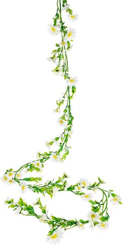 Artificial Daisy Flowers Vine, Silk Wildflower Garland White Daisy Flowers Green Leaves, 23.6 inches Fake Hanging Vines Flowers for Wall Party Wedding Arch Floral Decor Home Indoor Outdoor Ceremony in Saudi Arabia