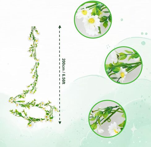 Artificial Daisy Flowers Vine, Silk Wildflower Garland White Daisy Flowers Green Leaves, 23.6 inches Fake Hanging Vines Flowers for Wall Party Wedding Arch Floral Decor Home Indoor Outdoor Ceremony in Saudi Arabia