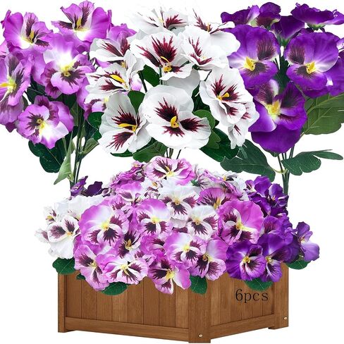 Artificial Flowers for Outdoors,10 Bundles UV Resistant Fake Silk Pansy Flowers,Summer Pansies Faux Plants Outdoor Decorations for Patio,Garden Porch Planters(Mix-Color) in Saudi Arabia