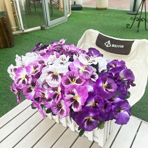 Artificial Flowers for Outdoors,10 Bundles UV Resistant Fake Silk Pansy Flowers,Summer Pansies Faux Plants Outdoor Decorations for Patio,Garden Porch Planters(Mix-Color) in Saudi Arabia