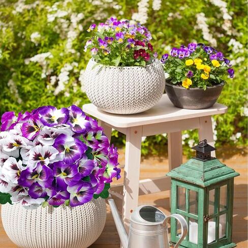 Artificial Flowers for Outdoors,10 Bundles UV Resistant Fake Silk Pansy Flowers,Summer Pansies Faux Plants Outdoor Decorations for Patio,Garden Porch Planters(Mix-Color) in Saudi Arabia