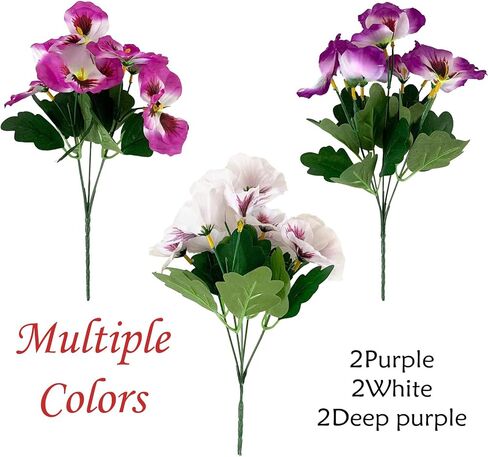 Artificial Flowers for Outdoors,10 Bundles UV Resistant Fake Silk Pansy Flowers,Summer Pansies Faux Plants Outdoor Decorations for Patio,Garden Porch Planters(Mix-Color) in Saudi Arabia