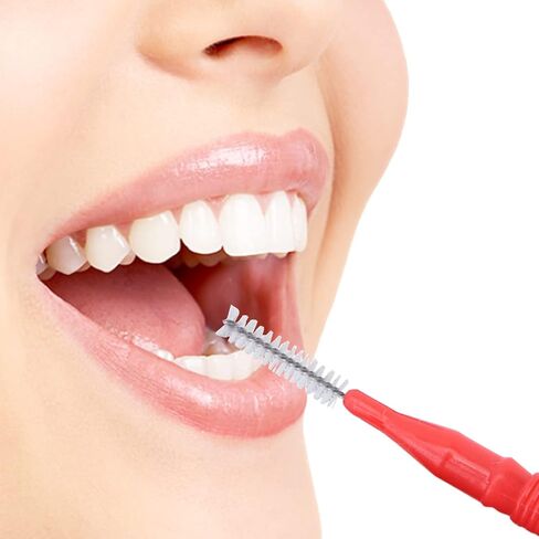 GXXMEI 100 قطعة من فرشاة الأسنان لتنظيف الأسنان وفرشاة تنظيف الأسنان بين الأسنان ورأس تنظيف الأسنان وتنظيف الأسنان (أحمر وأزرق) in Kuwait