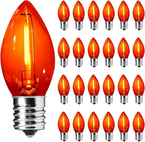 25 حزمة C7 LED استبدال المصابيح البرتقالية واضحة لسلسلة أضواء في الهواء الطلق، E12 قاعدة المسمار، 0.6W ليلة ضوء المصابيح البلاستيكية للهالوين داخلي في الهواء الطلق سقف حديقة فناء ساحة ديكورات الحفلات in Saudi Arabia