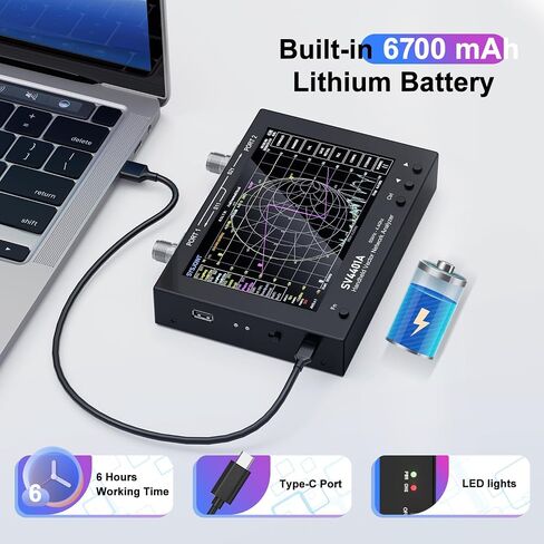 NanoVNA SV4401A Vector Network Analyzer, Frequency 50K-4.4GHz 7 Inch Antenna Analyzer Covers MF/HF/LF/UHF/VHF and Can Measure Various Types of Antennas 6700 mAh Large Battery Supports in Saudi Arabia