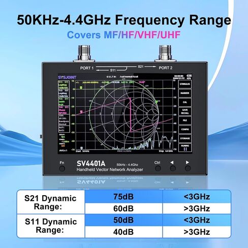 NanoVNA SV4401A Vector Network Analyzer, Frequency 50K-4.4GHz 7 Inch Antenna Analyzer Covers MF/HF/LF/UHF/VHF and Can Measure Various Types of Antennas 6700 mAh Large Battery Supports in Saudi Arabia