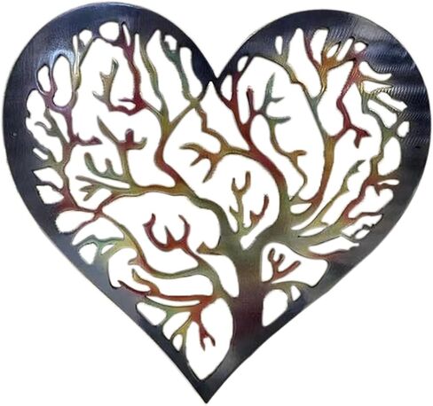 منحوتات جدارية حديدية من MKUN - ديكور حائط معدني على شكل قلب مع فن شجرة وطيور رائع لتزيين المنزل والفندق (قلب-B) in Kuwait
