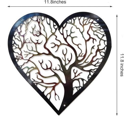 منحوتات جدارية حديدية من MKUN - ديكور حائط معدني على شكل قلب مع فن شجرة وطيور رائع لتزيين المنزل والفندق (قلب-B) in Kuwait