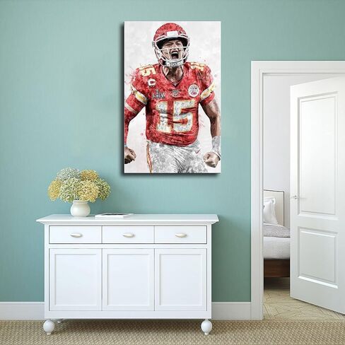 Patrick Mahomes Sports Poster Canvas Poster Wall Art Decor Print Picture Paintings for Living Room Bedroom Decoration Unframe-style 12x18inch(30x45cm) in Saudi Arabia