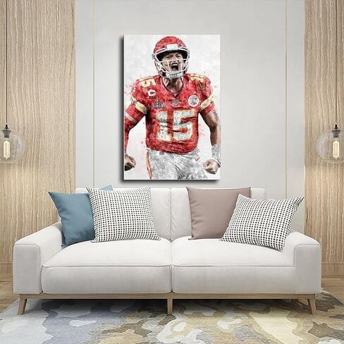 Patrick Mahomes Sports Poster Canvas Poster Wall Art Decor Print Picture Paintings for Living Room Bedroom Decoration Unframe-style 12x18inch(30x45cm) in Saudi Arabia