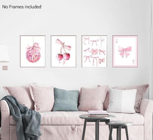 foedor Coquette Pink Bow Preppy Girly Wall Art Prints مجموعة من 4، ديكور غرفة Coquette Preppy، ديكور غرفة نوم جرلي، القوس الوردي العصري ديسكو كرة الكرز ملصقات ديكور الحائط للفتيات غرفة النوم، 8x10 غير مؤطرة in Saudi Arabia