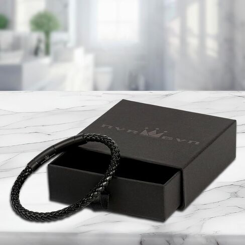 NVR GVN leather and steel mens bracelet in Saudi Arabia