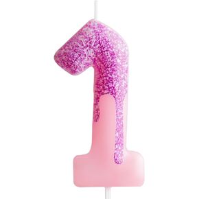 Pink 9th Birthday Candles Purple Pink Number 9 Candle Cake Topper Decorations for Girls Birthday Party Wedding Anniversary Celebration Supplies