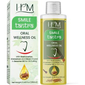 Smile Tantra Oral Wellness Oil with Real Pieces of Licorice, Cinnamon and Clove Infused in Sesame Oil for Oil Pulling - 250 ML (8.45 FL Oz)