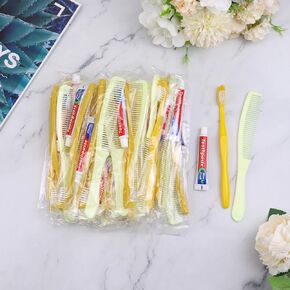 100 Pack Disposable Toothbrushes with Toothpaste and Comb Set,10g Toothpaste,7inch Hair Comb,Individually Wrapped Disposable Travel Toothbrushes Kit in Bulk for Homeless,Airbnb,Hotel,Charity