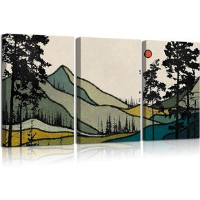 3Pcs Christian Boho Wall Art for Living Room Mid-Century Modern Nordic Print Neutral Scripture Canvas Poster Abstract Sun Mountain Bible Verses Picture Painting Wall Decor for Bedroom 12x16in Unframed