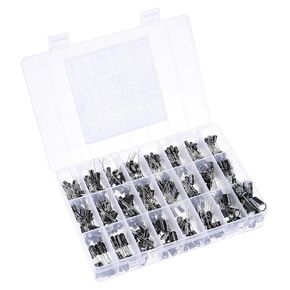 PATIKIL 20 Values Aluminum Electrolytic Capacitor Assortment Kit, 360 Pcs 1uF to 1000uF Low impedance Leads Electrolytic Capacitors with Storage Box for DIY Repair, Black