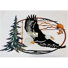 Wall Decor for Living Room Bedroom-Metal Wall Art Eagle,Colorful 3D Animal Eagle Outdoor Birds Wall Decoration Sculpture