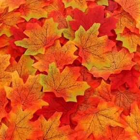 Naler 300Pcs Artificial Maple Leaves, Fall Colored Silk Maple Leaves Autumn Fall Leaves Bulk for Art Scrapbooking, Weddings, Autumn Party, Events and Decorating
