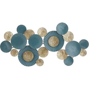 Deco 79 Metal Plate Wall Decor with Textured Pattern, 52" x 3" x 26", Teal