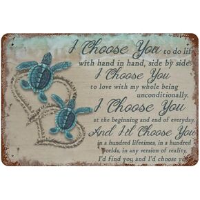 Retro Funny Metal Tin Sign Sea Turtle I Choose You Turtle Lovers Gift Romantics for College Dorm Office Decor Lounge Decor Craft Room Decor Minimal Home Decor Gift for Couple Wife 12x8 inhces in Kuwait