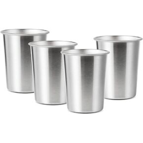 4Pack 6oz Small Stainless Steel Cups, BPA Free Healthy Pint Drinking Cups Metal Drinking Glasses ​For Kids (Silver, 170ml/6oz)