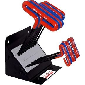 EKLIND 50918 Cushion Grip Hex allen wrench T-Handle Key Combo- 9in Inch/MM (2 sets 18pc) w/ stand