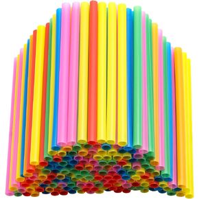 300PCS 8.2" Disposable Plastic Drinking Straws 0.43" Extra Wide Jumbo Smoothie Straws for Bubble Tea Milkshakes Coffee Boba
