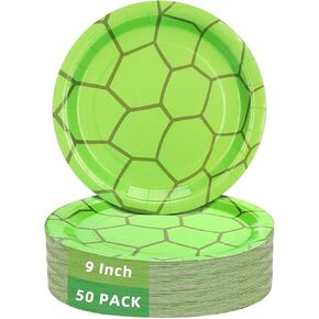 Green Paper Plates 9 inch Disposable Plates for Party, 50 Pack Green Party Plates for Party Decoration and Everyday Use