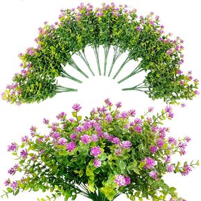 10 Bundles Artificial Flowers for Outdoors Fake Flowers Faux Plants for Decoration Fake Greenery Plants for Home Window Box Garden Decor Hanging Flowers for Home Patio Porch Back Yard Decor, White