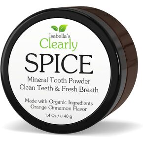 Isabella’s Clearly Spice Remineralizing Tooth Powder | Teeth Whitening Natural Toothpaste Fluoride Free for Adults, Kids, Sensitive Teeth & Gums | Xylitol, Baking Soda, Clay, Calcium, Cinnamon, Clove