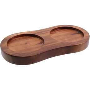 6" x 3" Acacia Wood Tray for Salt Mill and Pepper Grinder Seasoning Bottles (2-1/4" Round Slot)