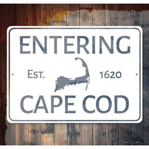 Tin Poster Metal Sign Entering Cape Cod, Cape Cod, Cape Cod Gift Decor, Island Decor, Vineyard Gift, Massachusetts Decor, Quality State, Aluminum Plaque Wall Art 12"x8" Retro Vintage Signs