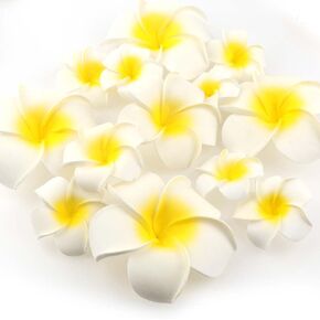Yesallwas 50 Pcs Artificial Plumeria Hawaiian Flower Petals Premium Hawaiian Foam Frangipani Flowers for DIY Home Beach Wedding Party Decoration (5cm)