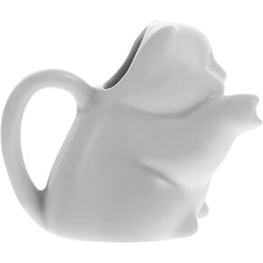 Ceramic Milk Jug Cat Creamer Pitcher Espresso Cups Coffee Milk Jar Espresso Shots Ceramic Coffee Mug with Lid Flower Cup Mini Milk Jug Sauce Jug Ceramics Soy Sauce Jar White Glass