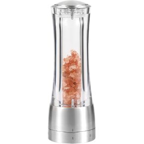 Jiawei Product - 7-inch Refillable Stainless steel Salt Grinder, Unbreakable polycarbonate bottle body with adjustable thickness ceramic grinder, easy to clean, suitable for various salt and pepper