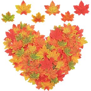 Artificial Fall Maple Leaves Bulk 300 Pcs Assorted Color Fake Autumn Leaves with 2 Size Leaf for Halloween Thanksgiving Wedding Harvest Party Events Decoration Fall Garland Craft Project