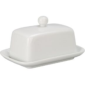 BIA Cordon Bleu Covered Half-Stick Butter Dish with Knob Lid, White