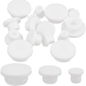 GORGECRAFT 18PCS 3 Sizes Salt and Pepper Shakers Stopper 10.5mm/ 14.5mm/ 23mm White Silicone Bottle Stopper Tube Seal Plug Replacement Insert Hole Plug End Covers for Bottles Pipes Flower Pots